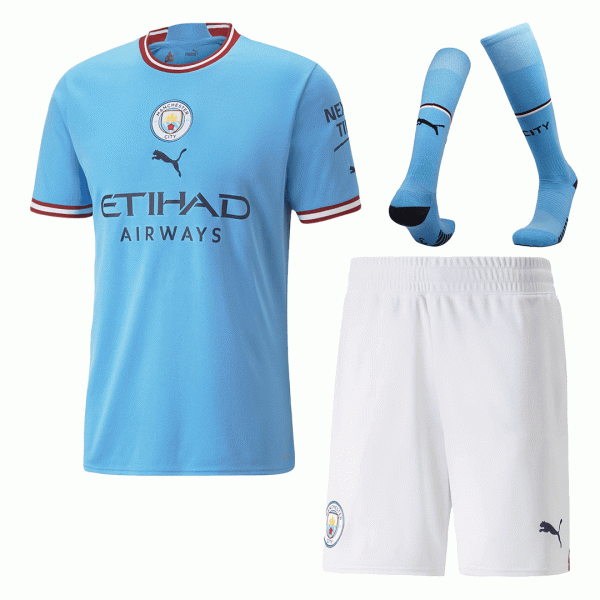 Manchester City Soccer Jersey Home Whole Kit(Jersey+Shorts+Socks) Replica 2022/23